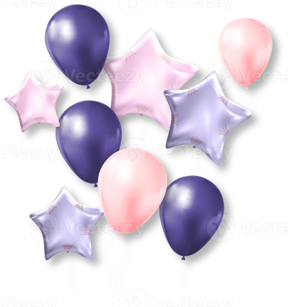 globos de colores de fiesta con sombra png