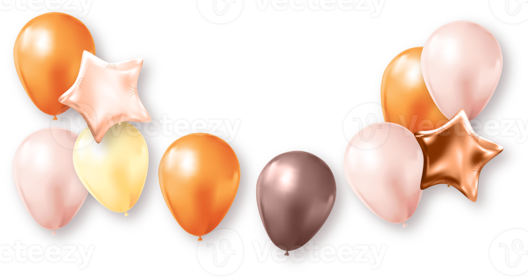 Party Colorful Balloons with Shadow png