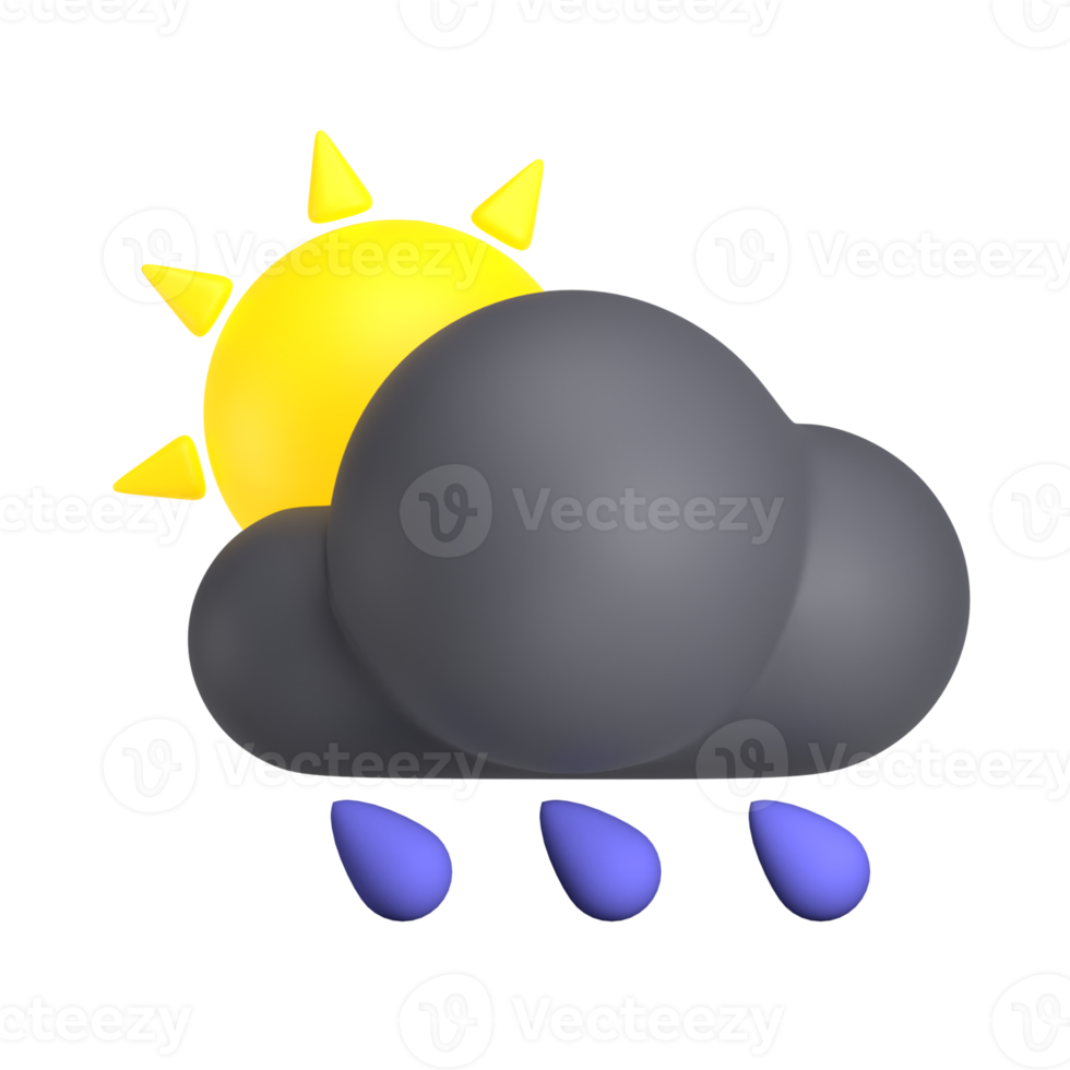 Day Raining 3d weather icon illustration png