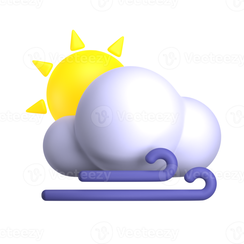 Day Cloud Windy 3d weather icon illustration png