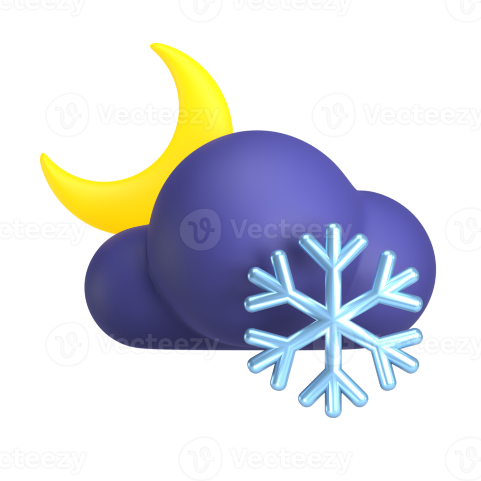 Cold Cloudy Night 3d weather icon illustration png
