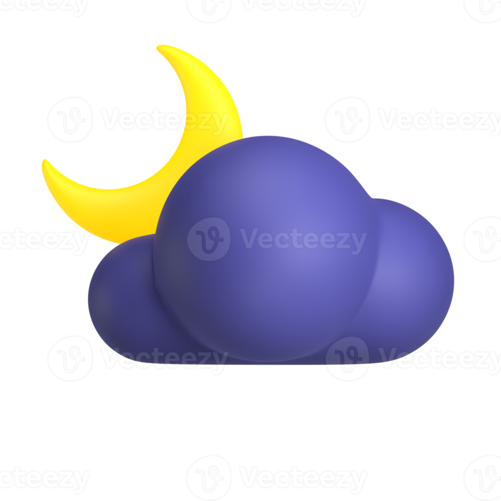 nuit nuageuse icône météo 3d illustration png