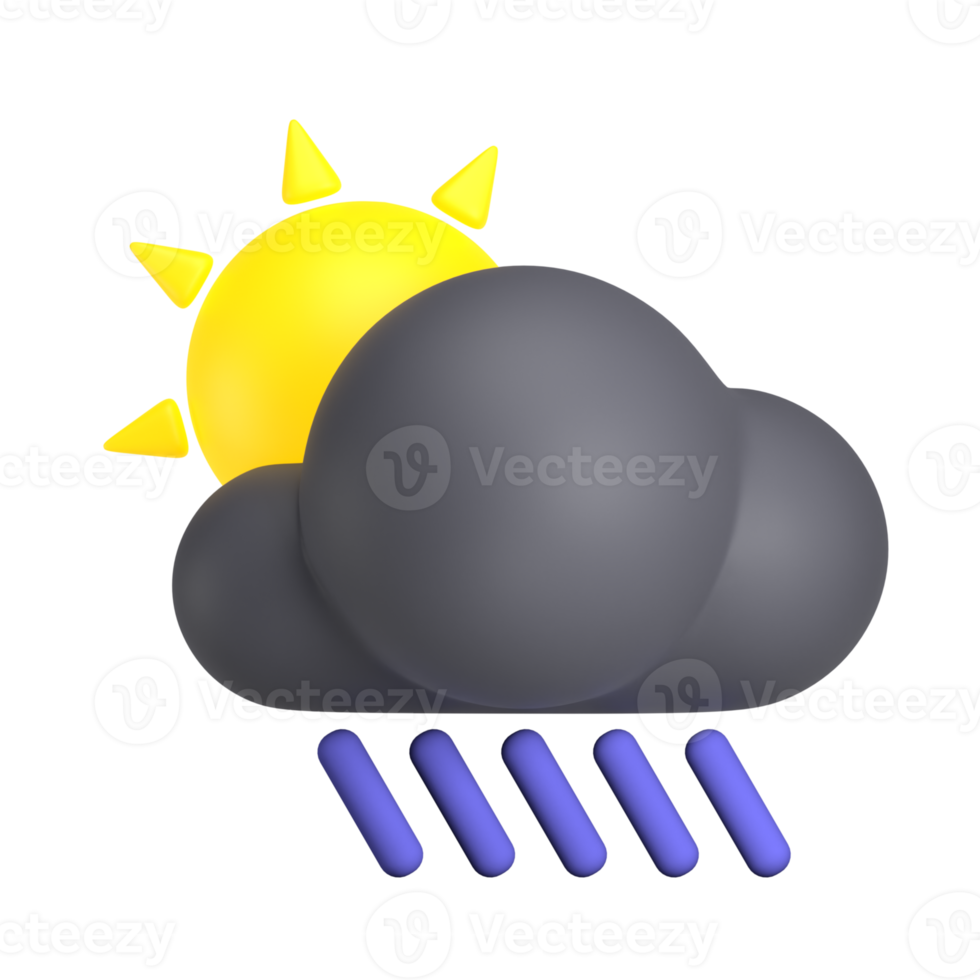 Day Heavy Rain 3d weather icon illustration png