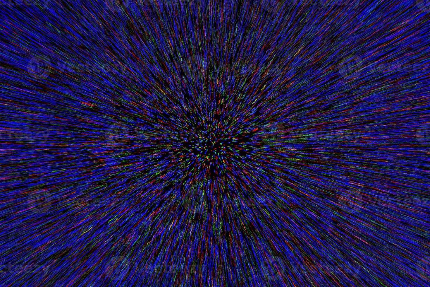 natural lens zoom explosion radial blurred red green blue dots on black background photo