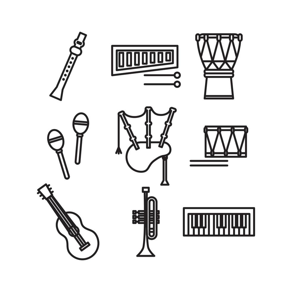 iconos delineados del instrumento vector
