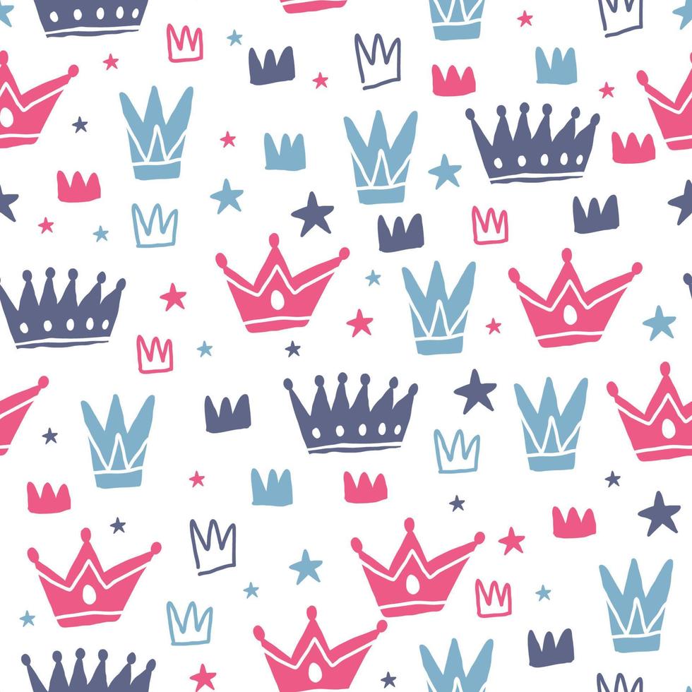 Blue and Pink Crown Pattern vector