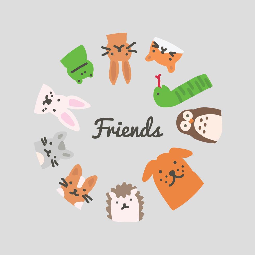 Circled Animal Friends vector