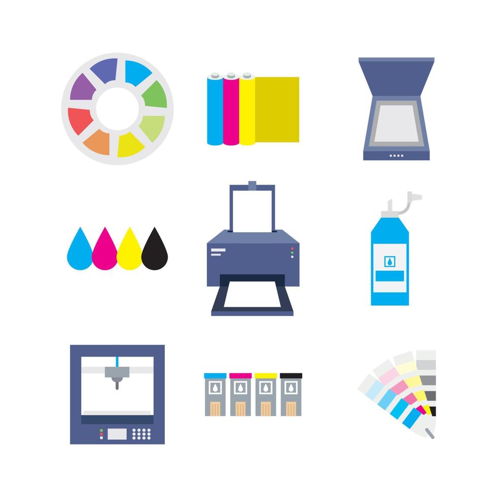 Colorful Print Icons vector