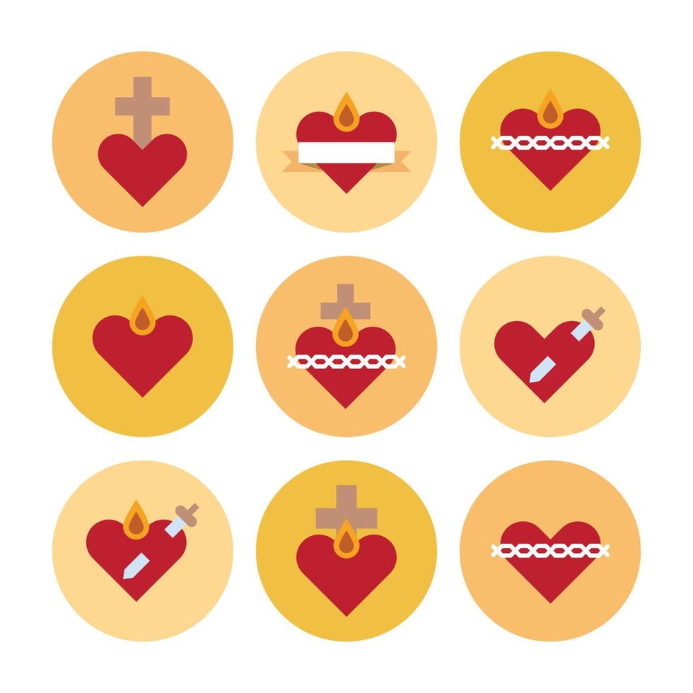 Flat Sacred Hearts Icons 12630307 Vector Art at Vecteezy
