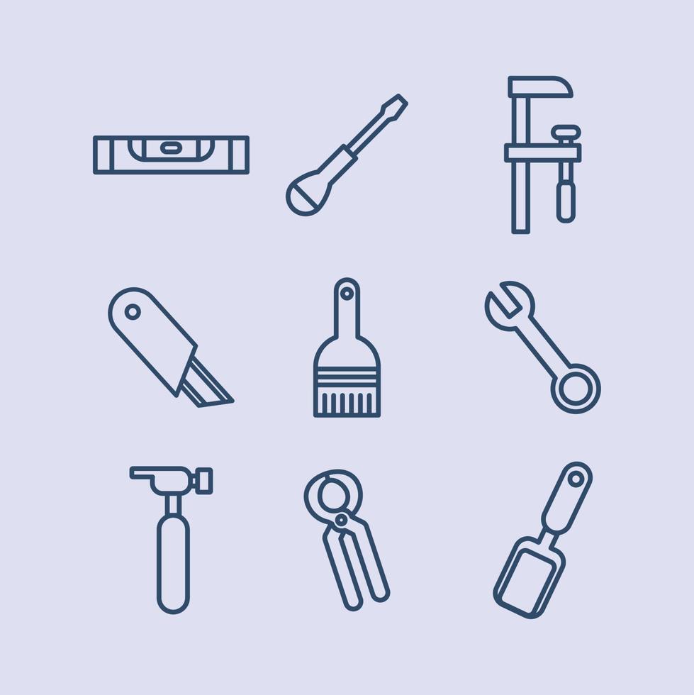 Blue Outlined Tool Box Icons vector
