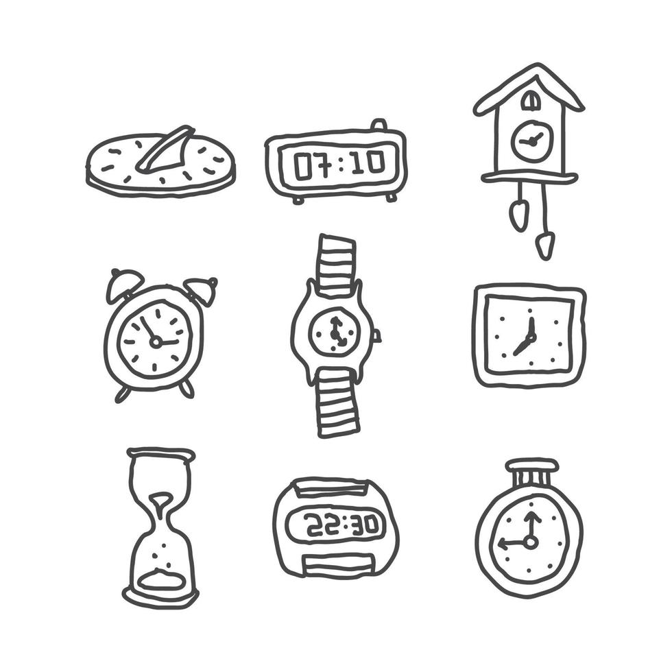 Clocks Doodle Collection vector