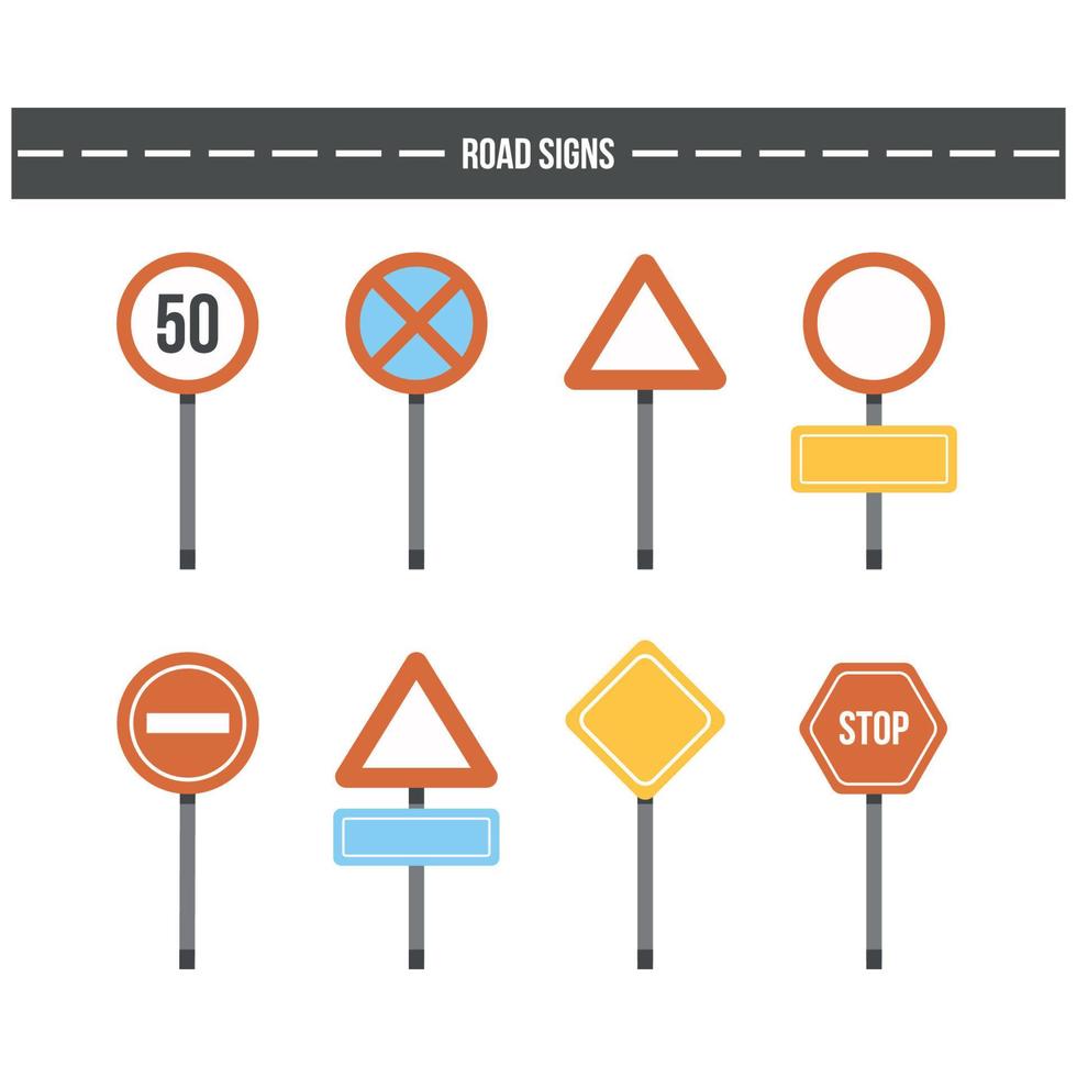 Flat Road Signs vector