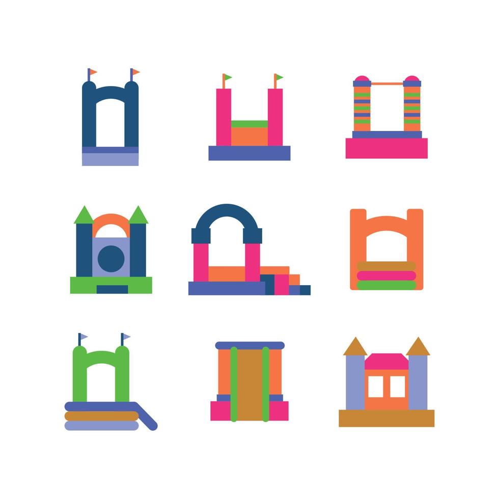 Bounce House Flat Icons vector