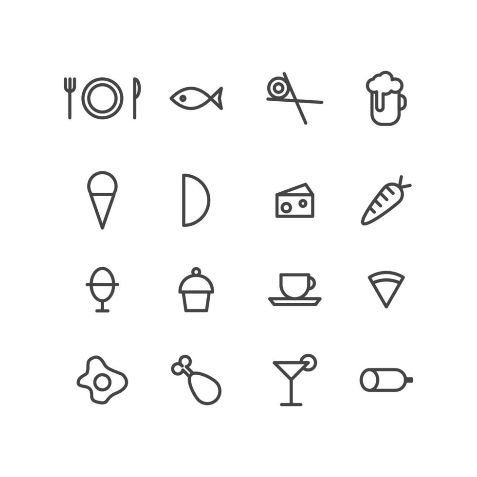 Outlined Food Icons vector