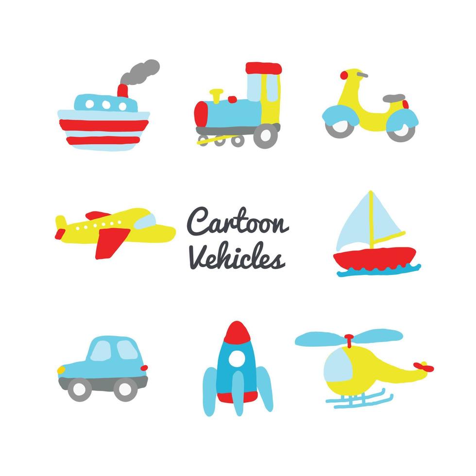 Doodled Vehicles Icons vector