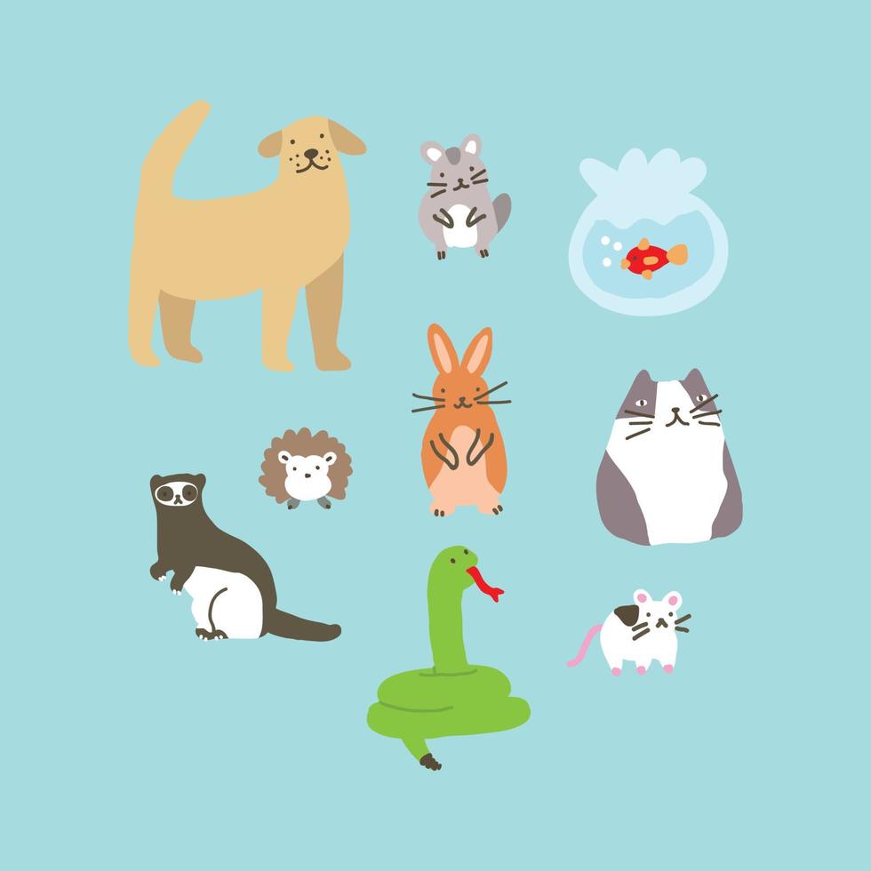 Doodled Home Pets vector