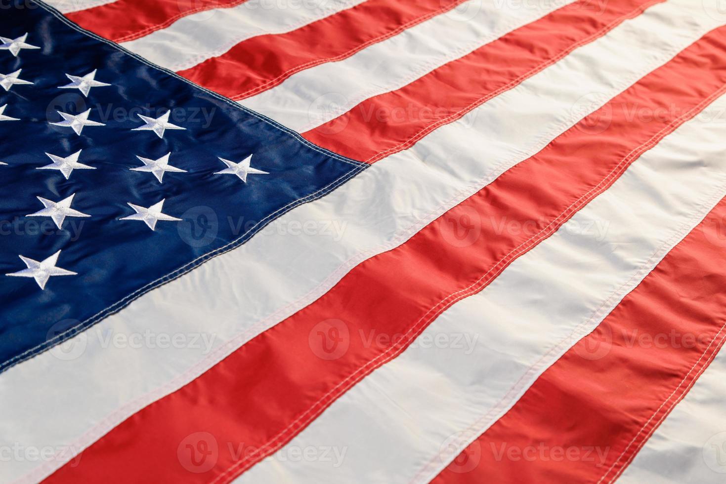 full-frame background of nylon sewed and embroided United States national flag photo
