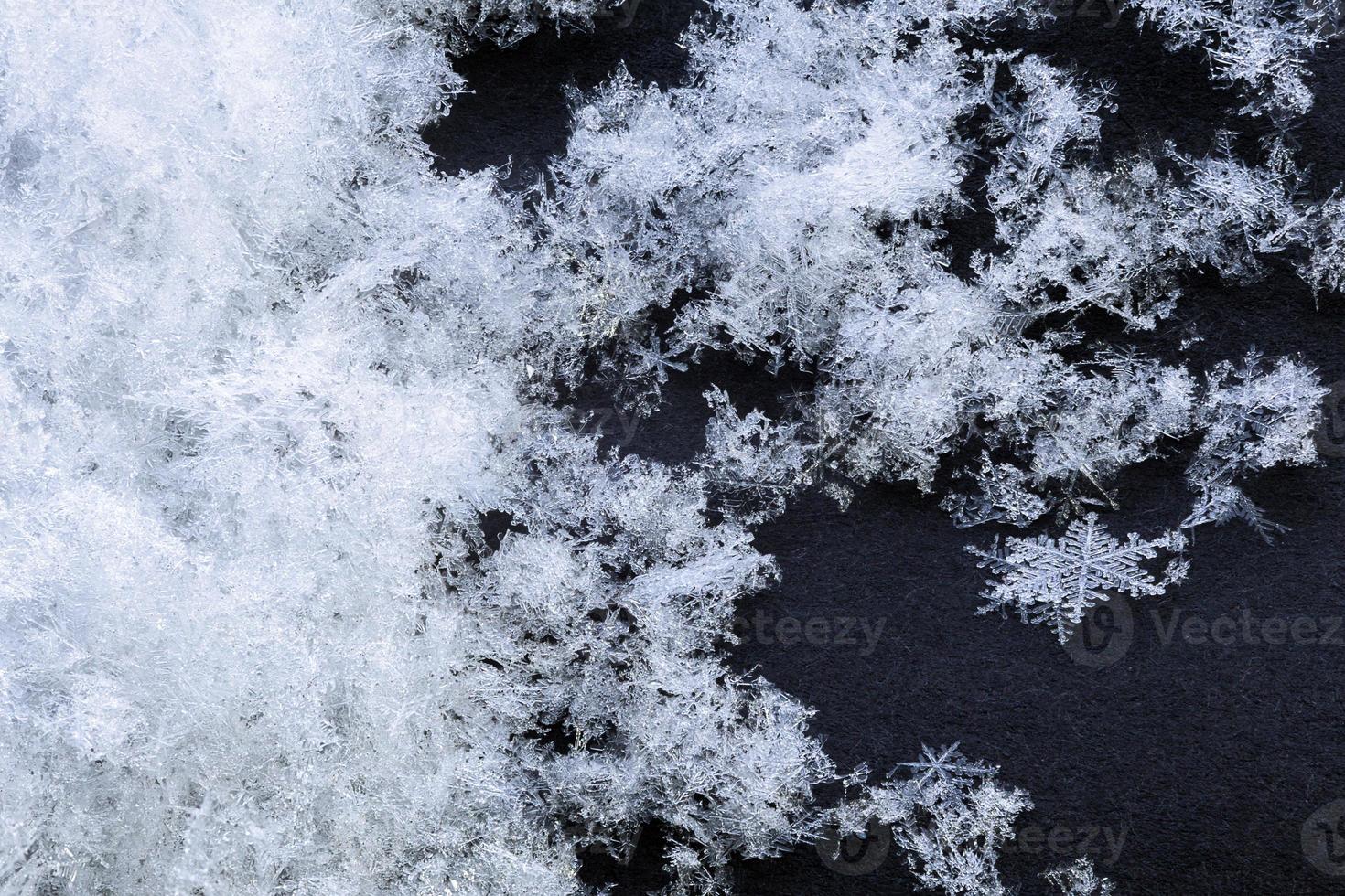 matriz de nieve con fondo de invierno de gran aumento foto