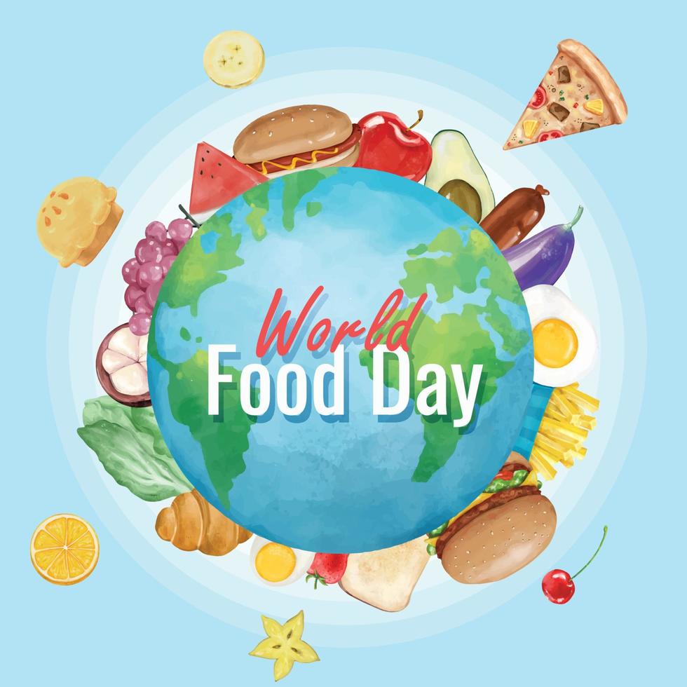 World Food Day Greeting in Watercolor vector