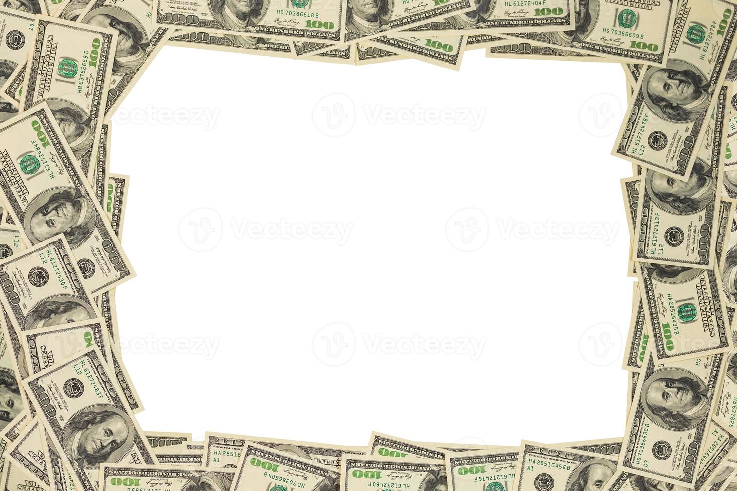 us dollar money frame mockup isolated on white background photo