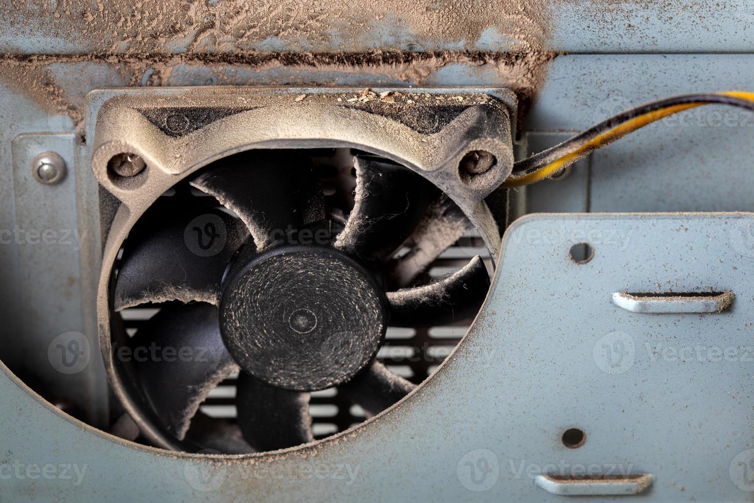dusty pc electronic hardware closeup with selective focus 12631514