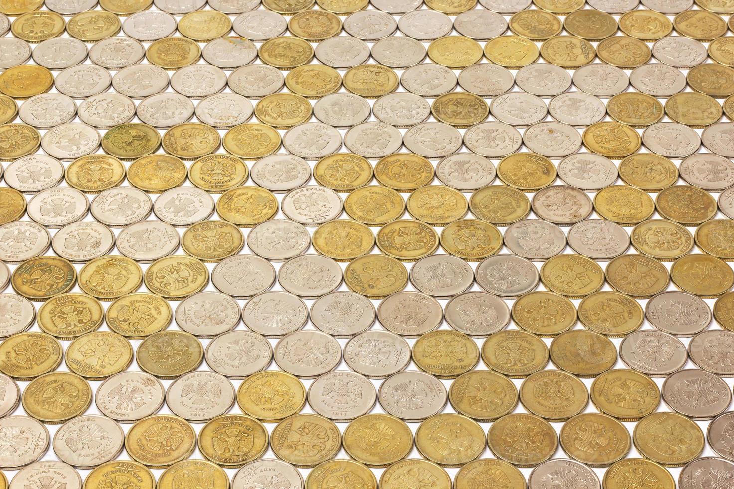 One rubl coins tile background with perspective photo