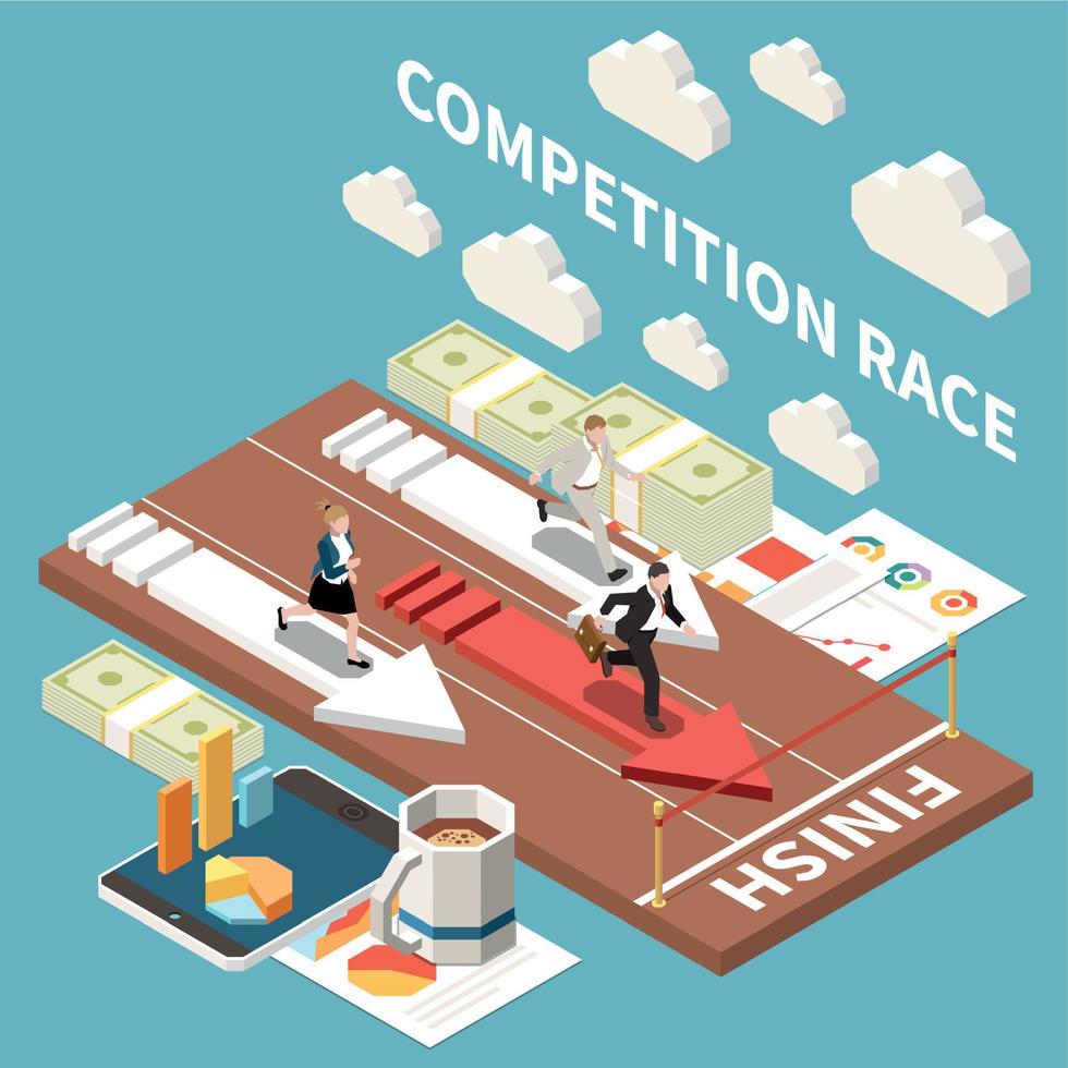 Competition Race Isometric Background vector