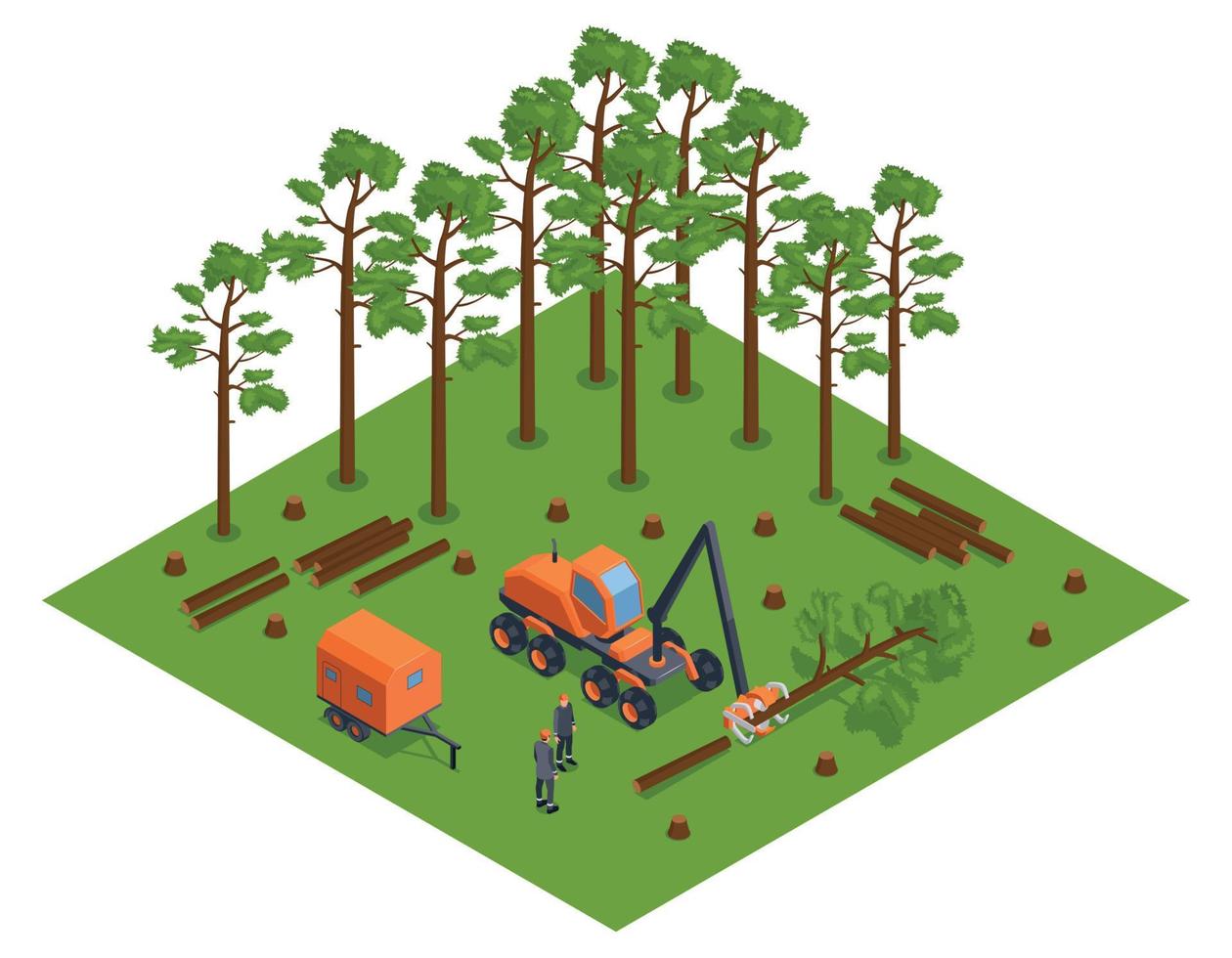 concepto de deforestación isométrica vector