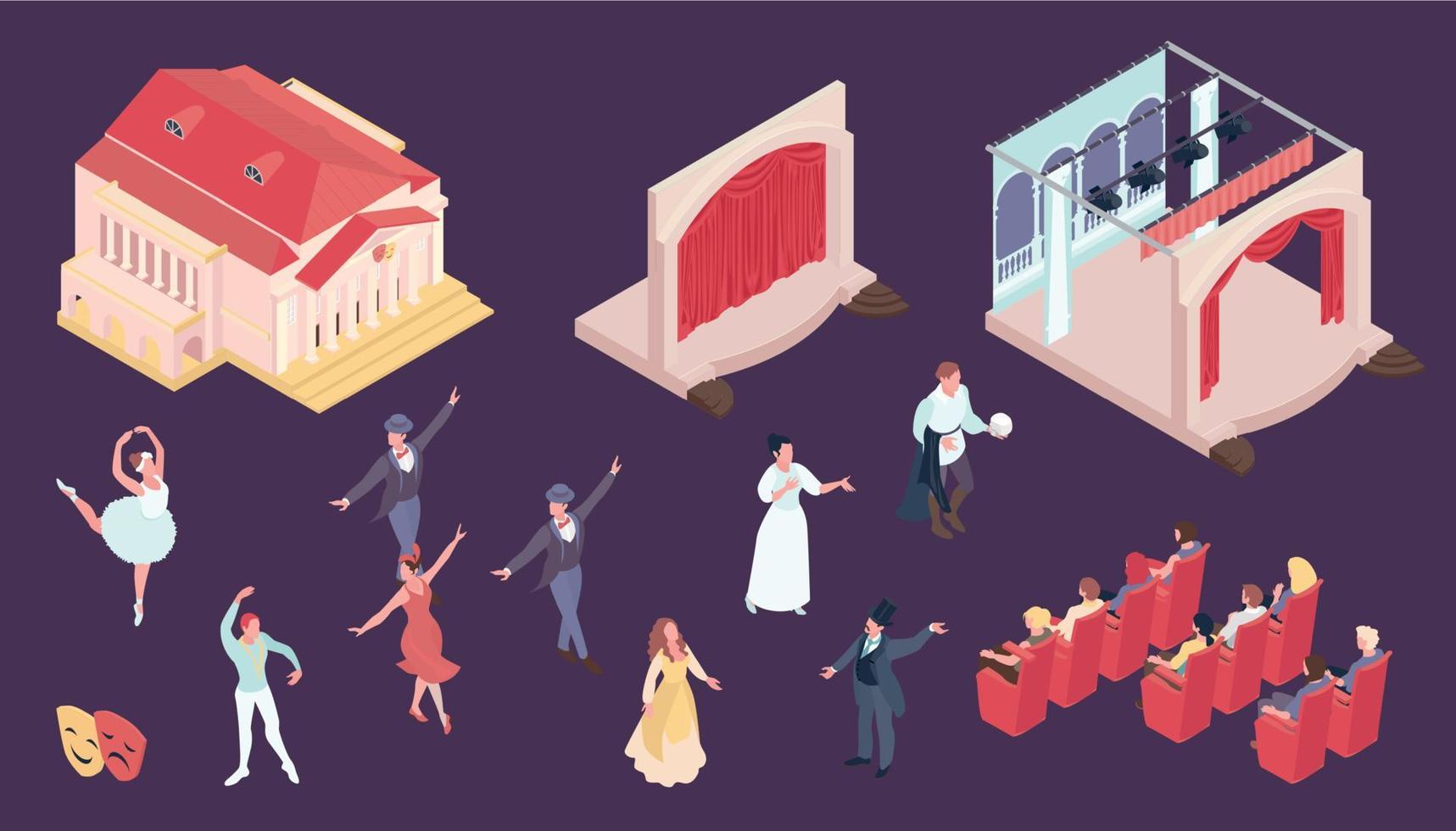 Theatre Color Set vector
