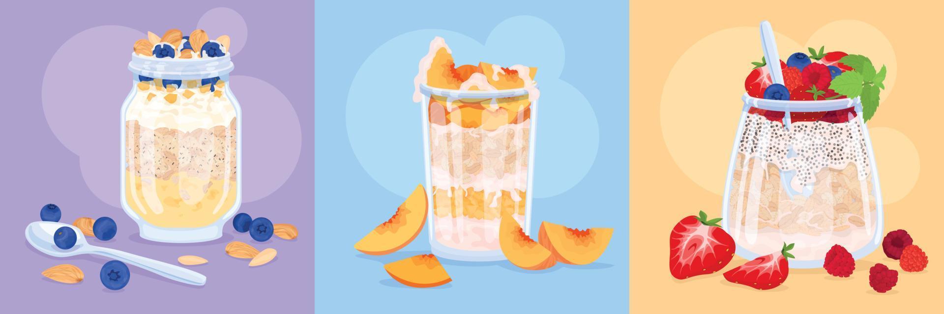 Overnight Oats Square Compositions vector