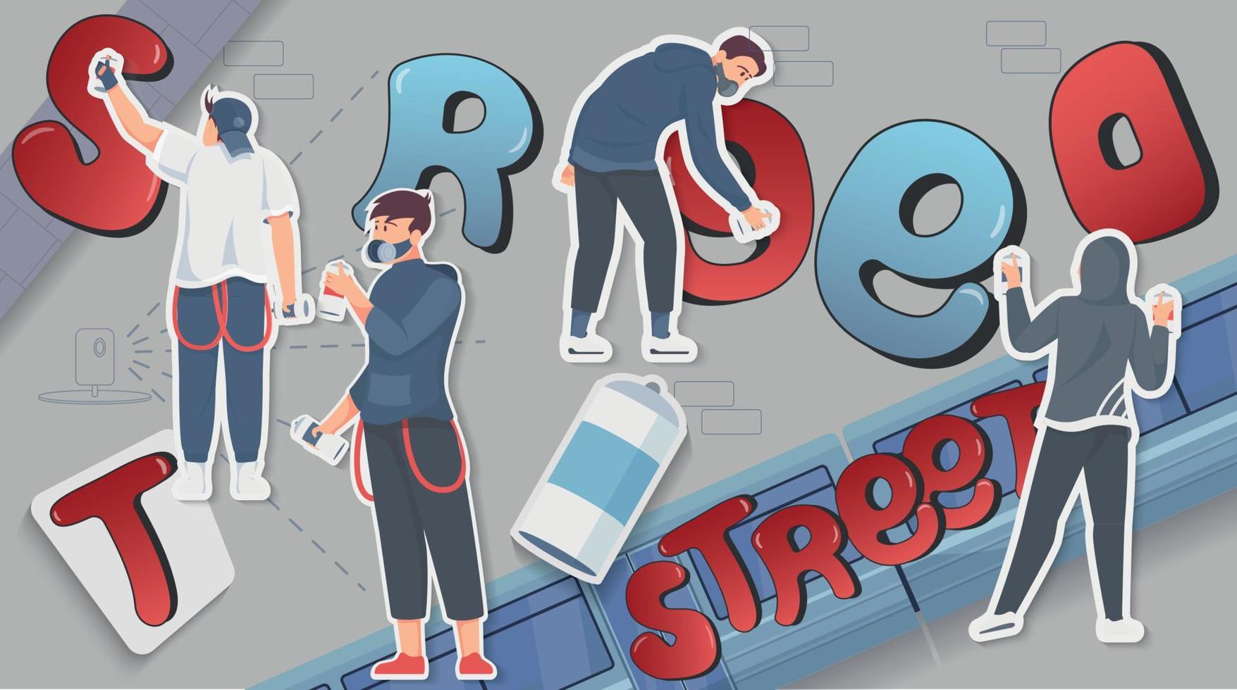 Graffiti Flat Collage vector