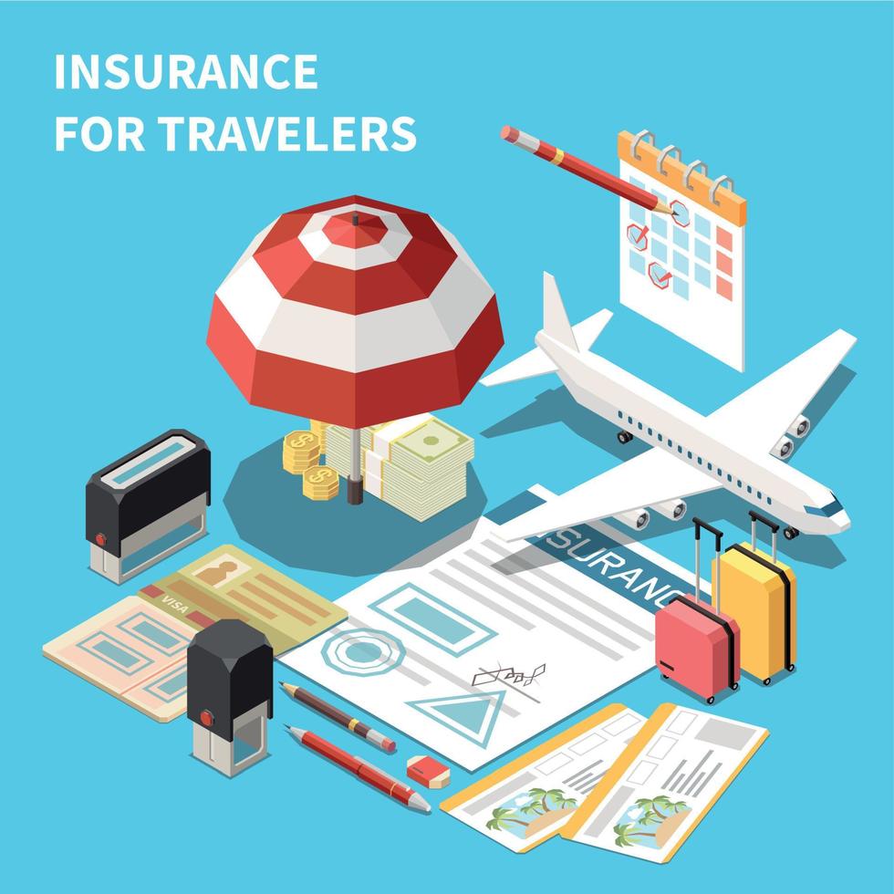 Insurance For Travelers Isometric Background vector