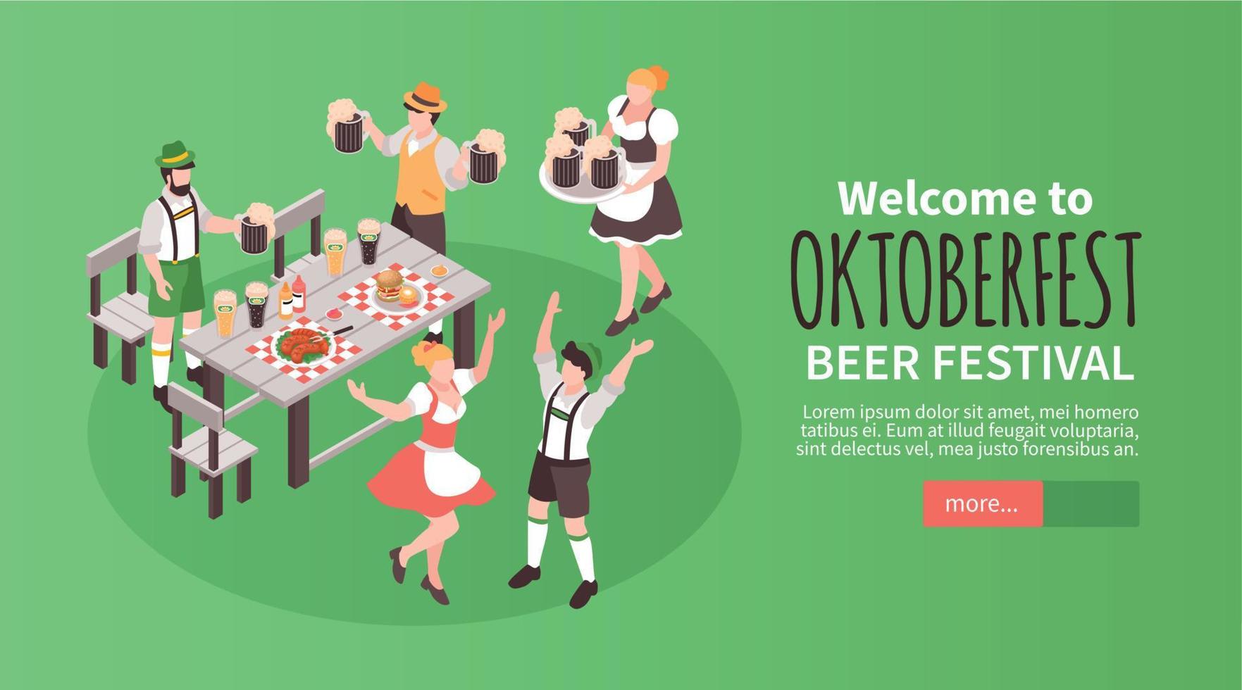 banner de cerveza oktoberfest isométrica vector