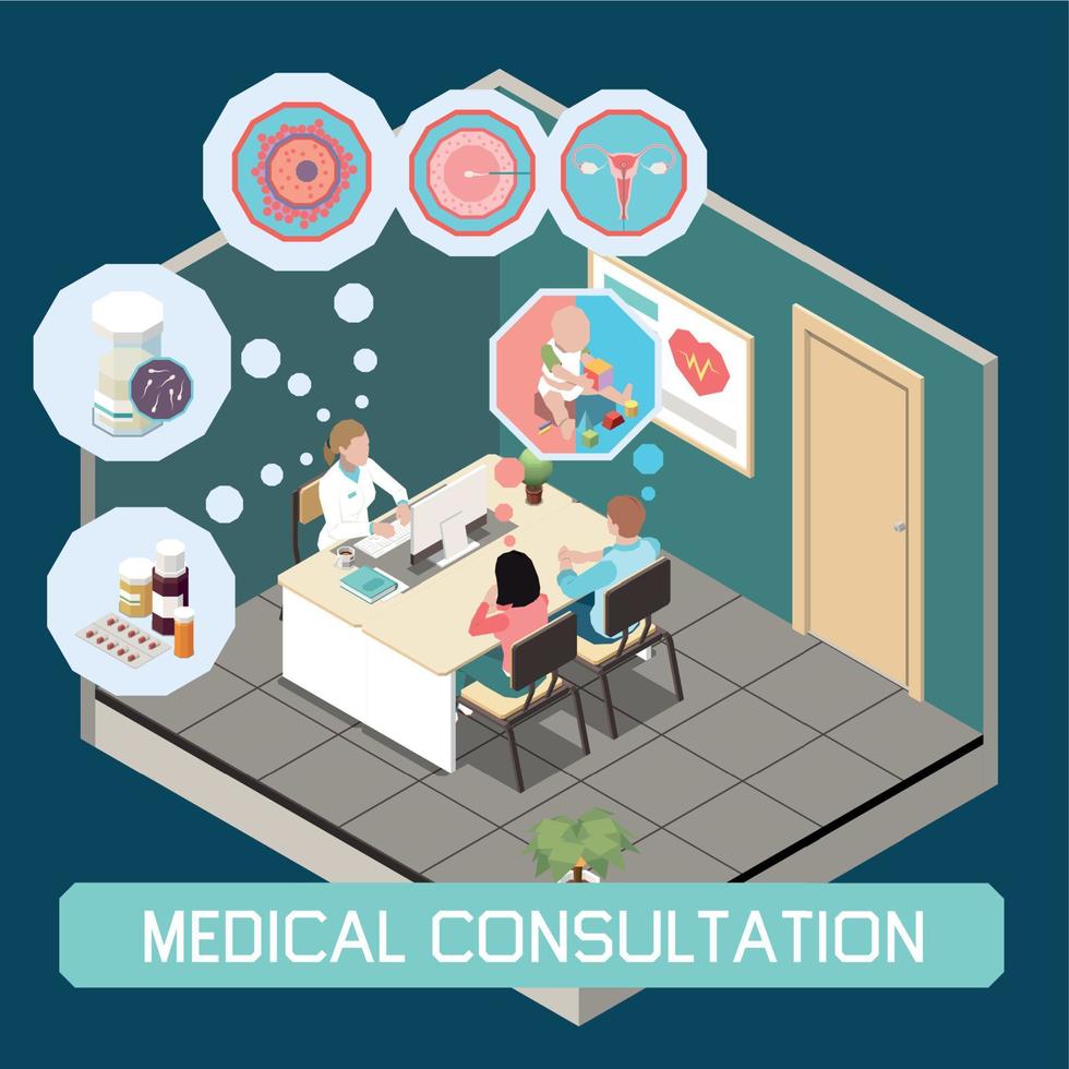 Medical Consultation Isometric Background vector