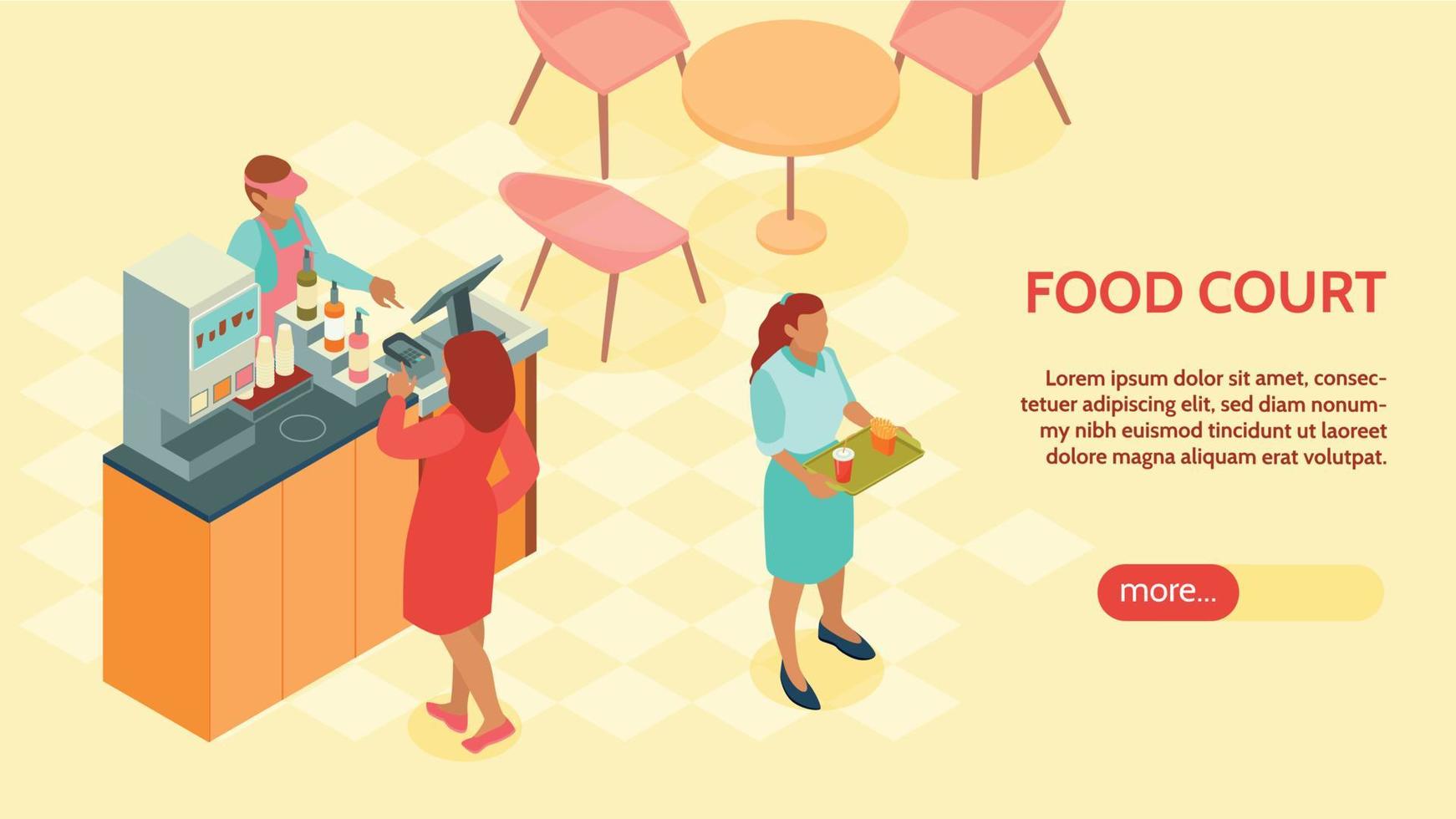 Food Court Horizontal Banner vector
