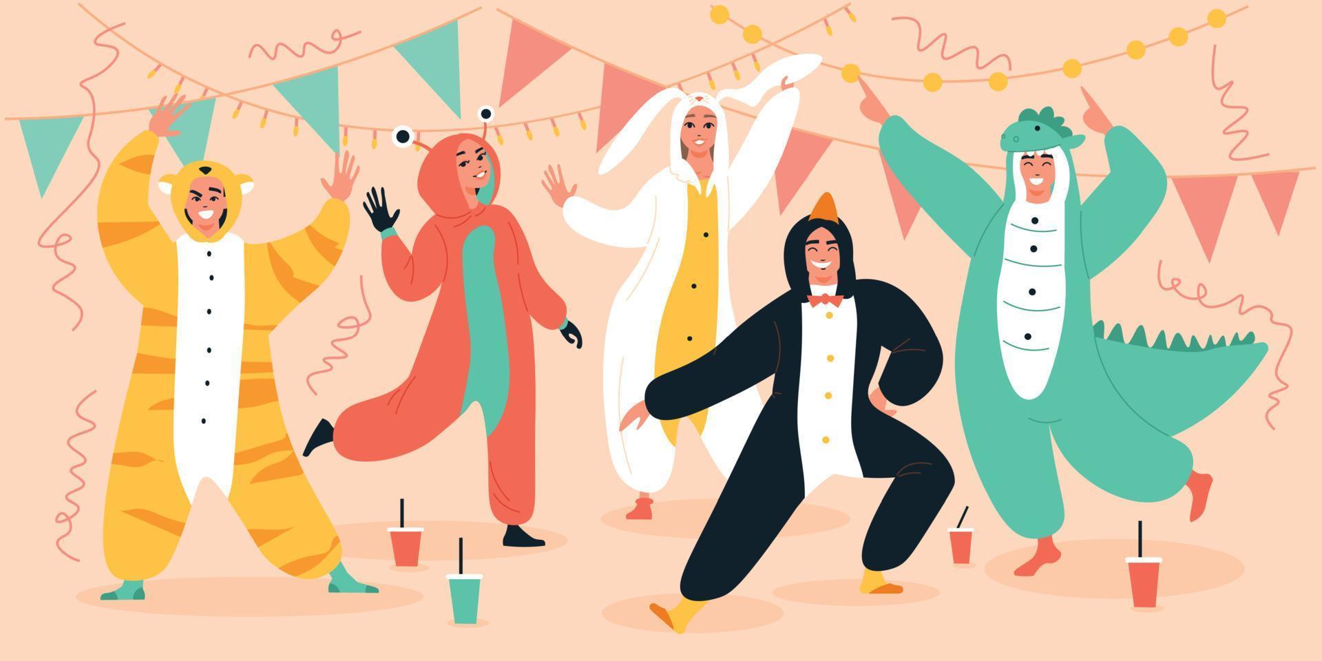 Kigurumi Pyjama Party Composition vector