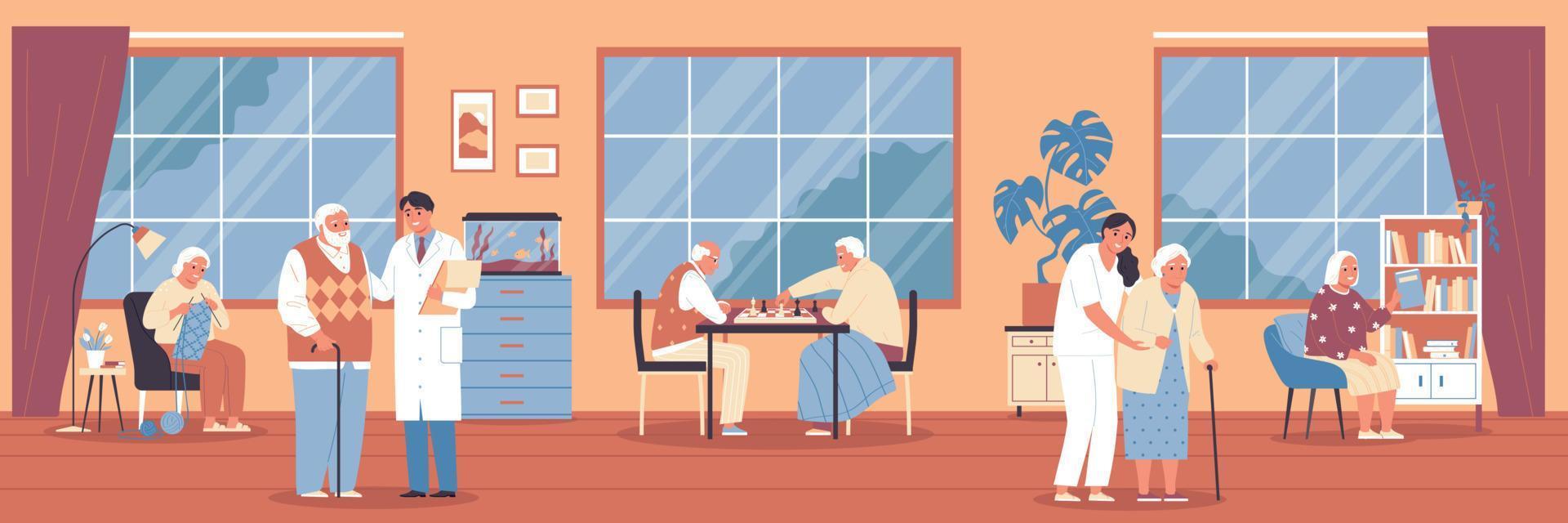 Flat Nursing Home Composition vector