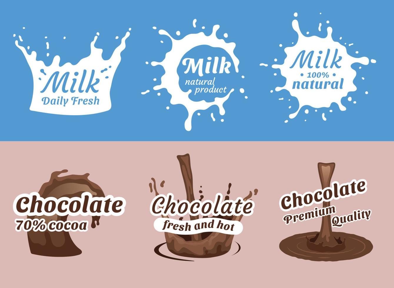 Milk Splash Emblems vector