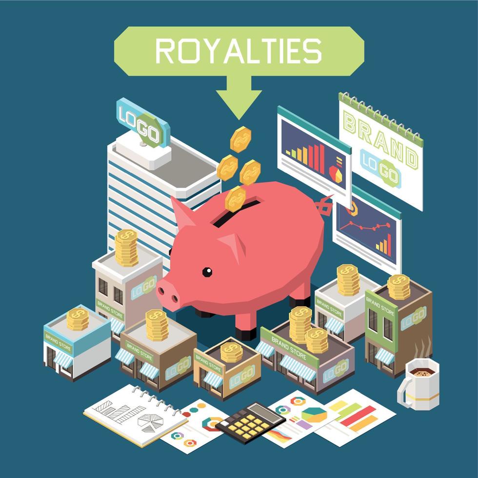 Royalties Isometric Background vector