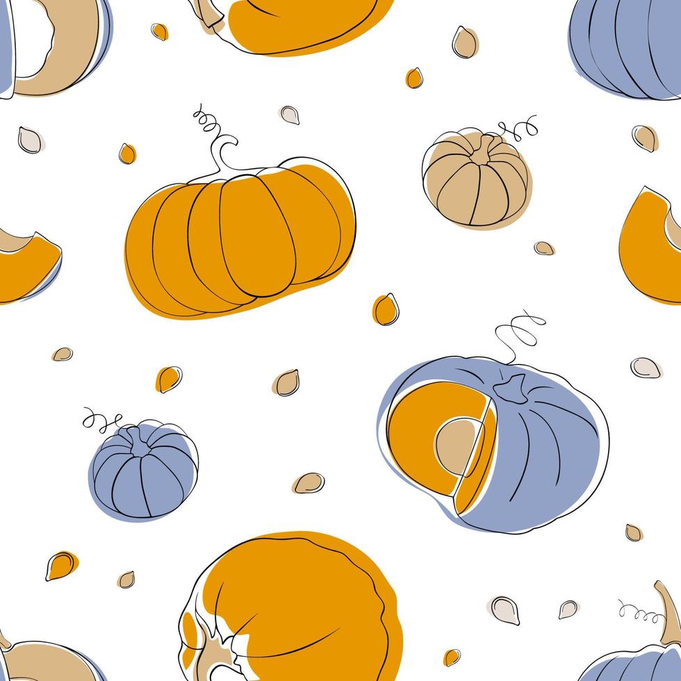 Pumpkin seamless pattern in light pastel colors vector