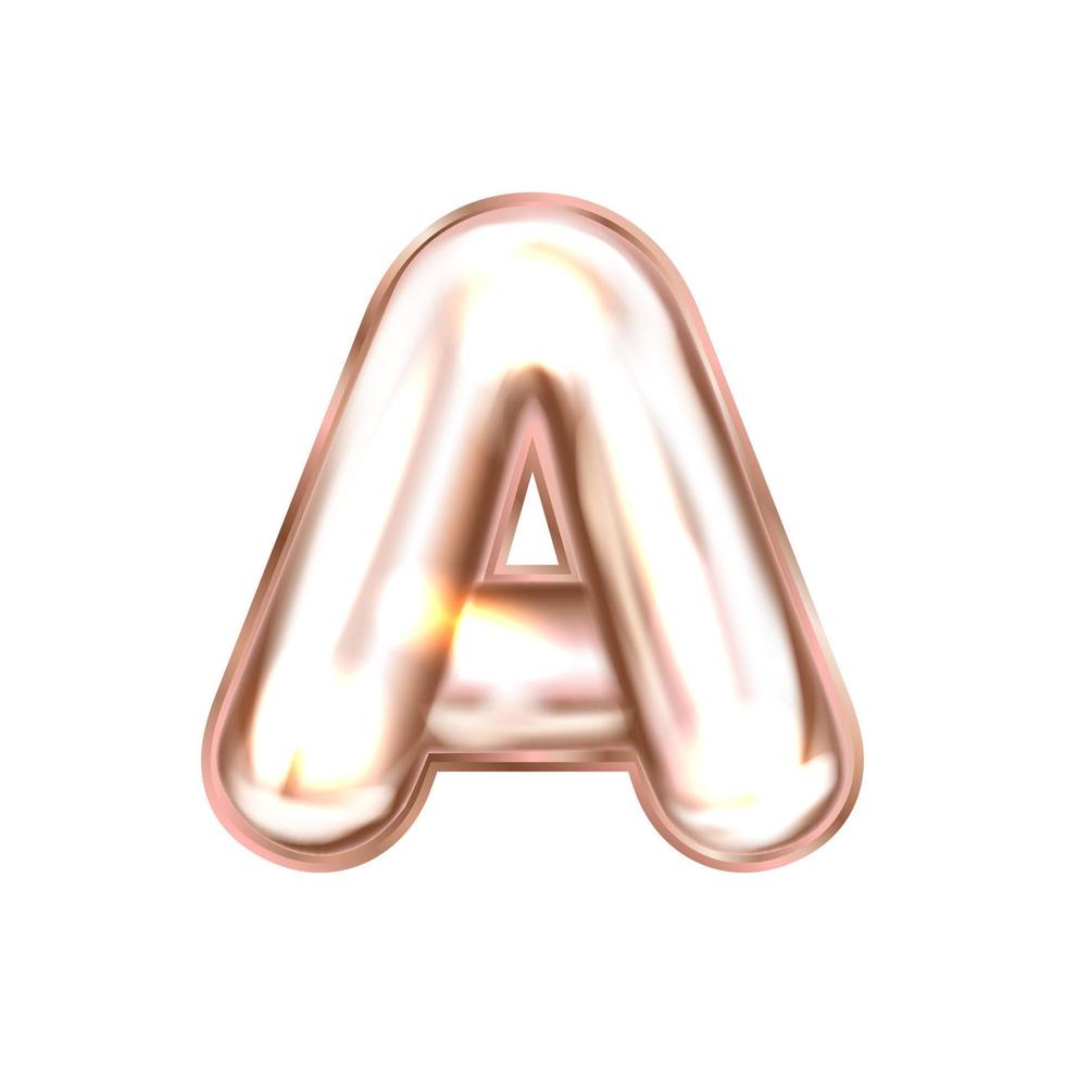 símbolo del alfabeto inflado de lámina rosa perl, letra aislada a vector