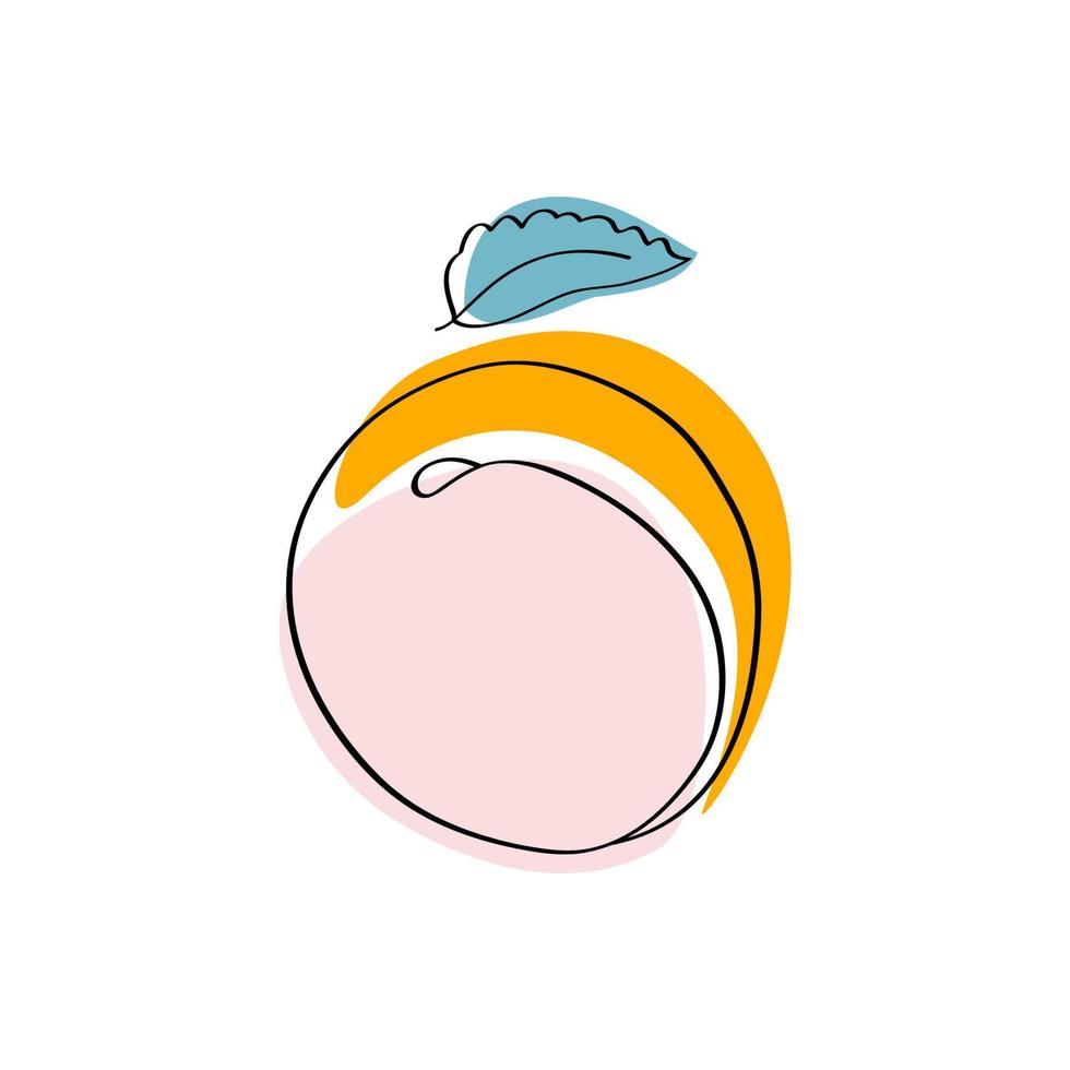Dark yellow and pink apricot with leaf vector