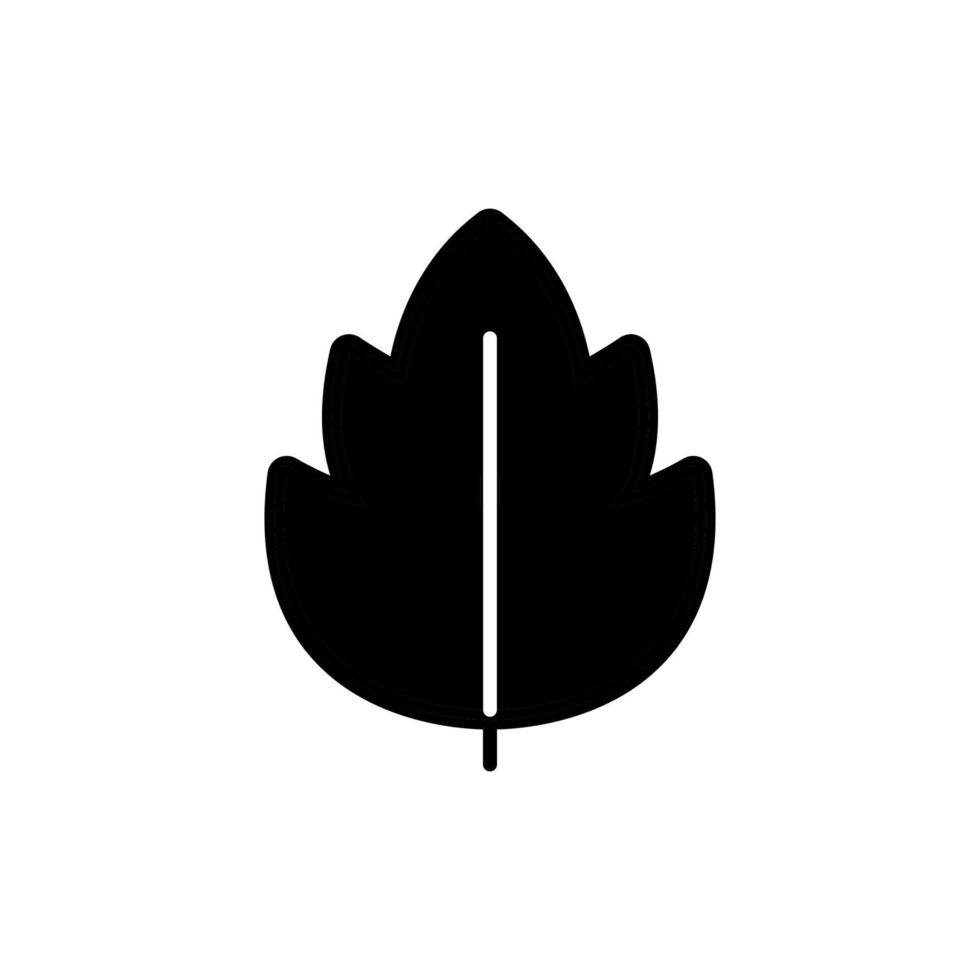 Simple black glyph leaf icon. vector