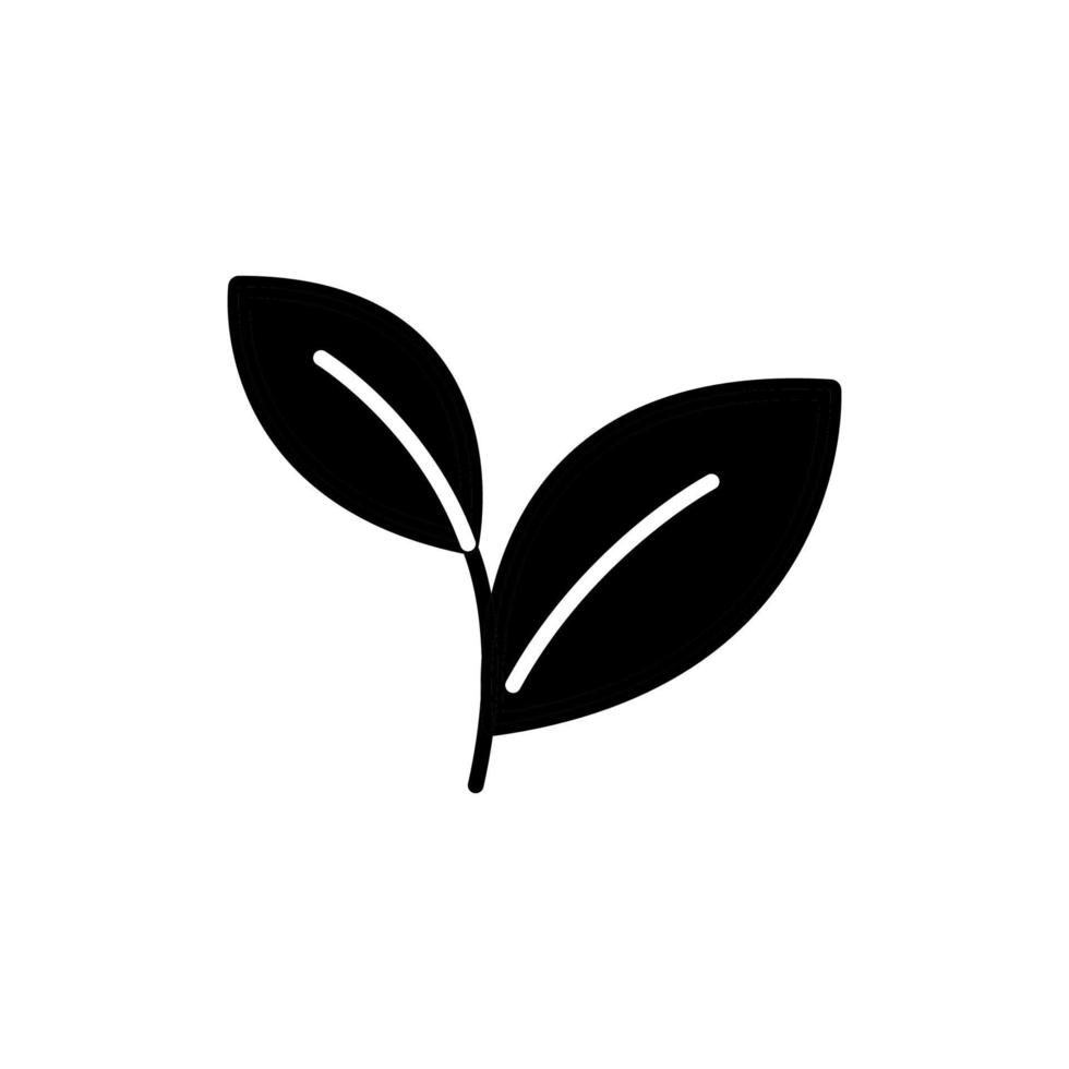 Simple black glyph leaf icon. vector