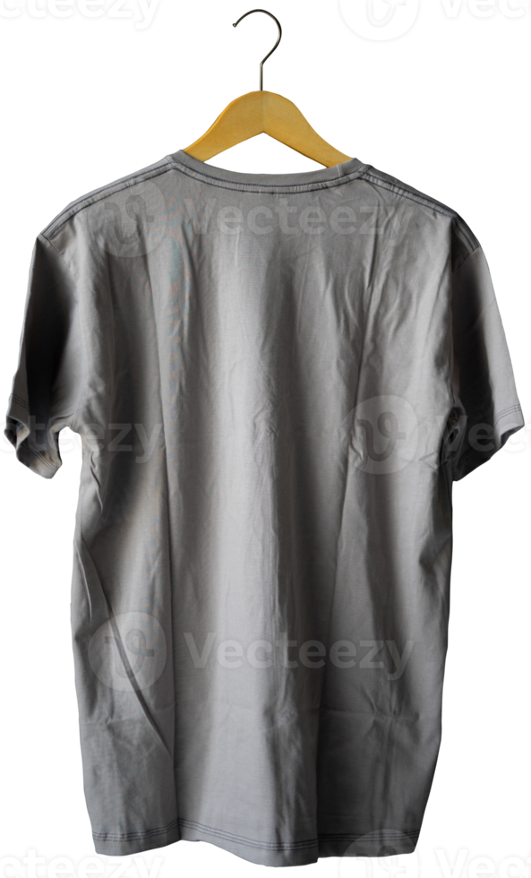 plain t-shirt for mockups template with full back view hanger in isolated background png
