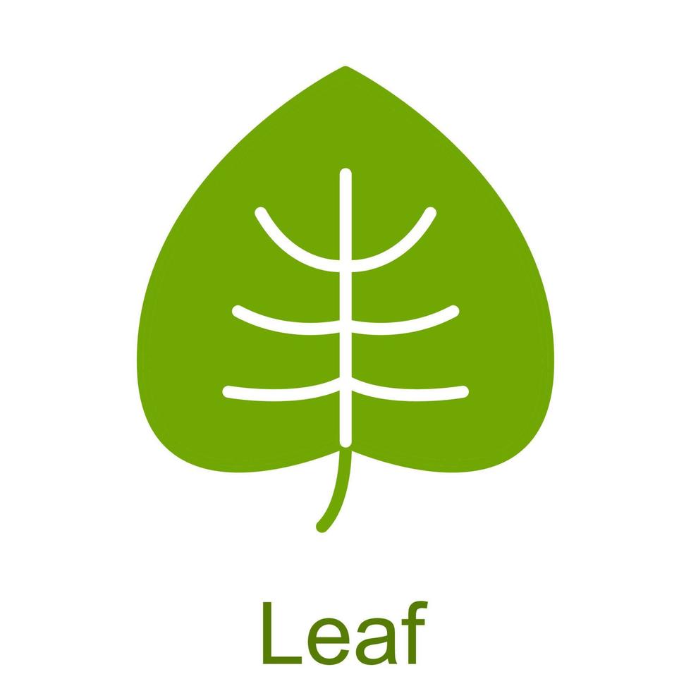 Simple green glyph leaf icon. vector