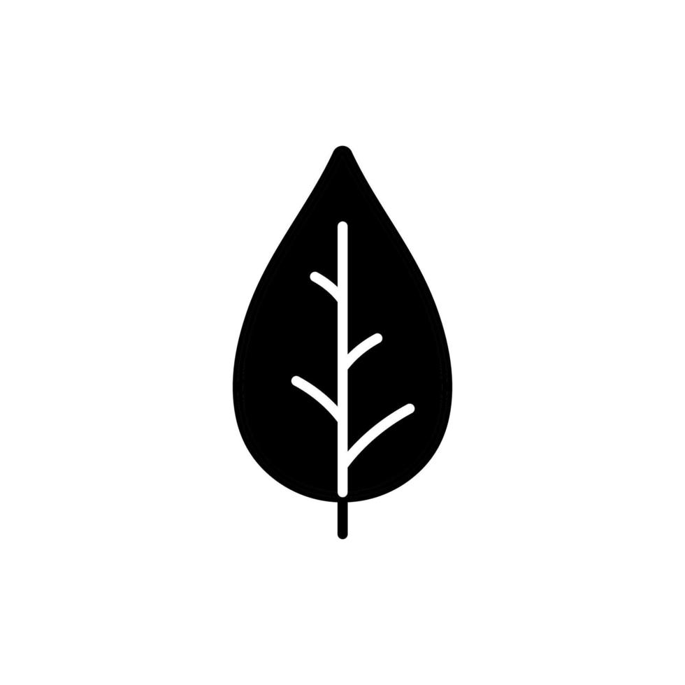 Simple black glyph leaf icon. vector