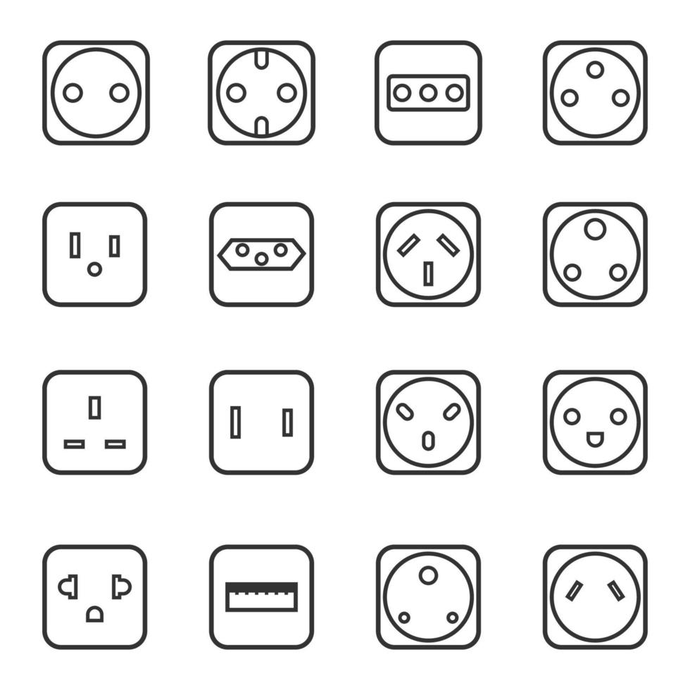 Socket outlet linear icon set, Vector. vector