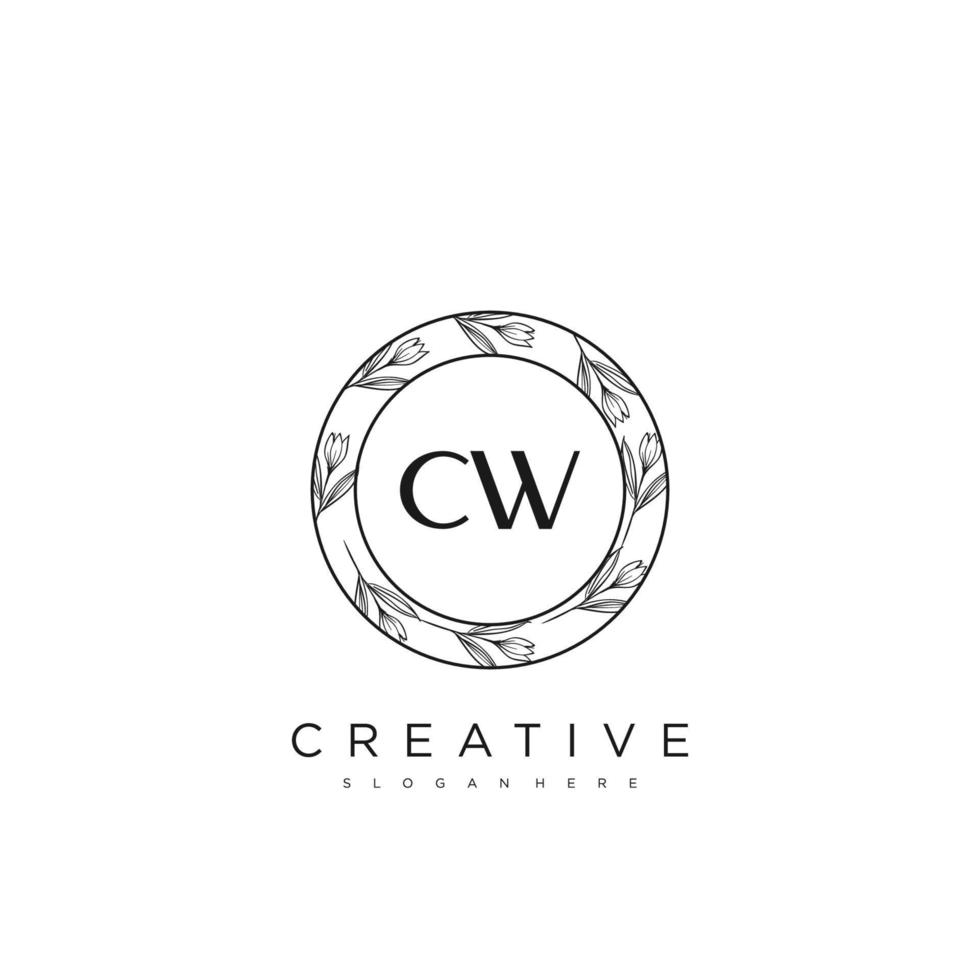 CW Initial Letter Flower Logo Template Vector premium vector art