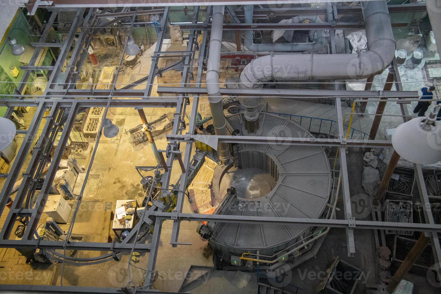 Rotating oven in lost wax casting shop - view from above photo